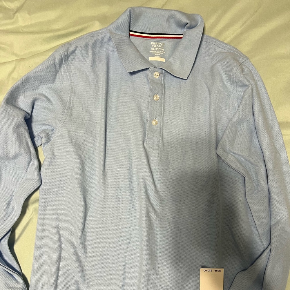 L/S blue polo uniform shirt